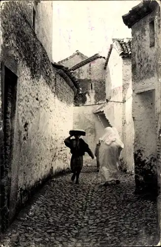 Ak Chefchaouen Chaouen Xauen Marokko, Straßenpartie, Passanten, Häuser
