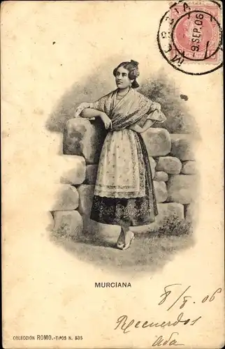 Ak Murcia Spanien, Frau in spanischer Tracht, Portrait