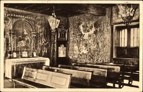 Ak Loyola Baskenland Spanien, Heiliges Haus Loyola, Kapelle, Alte Wandteppiche