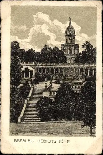 Künstler Ak Wrocław Breslau Schlesien, Liebichshöhe