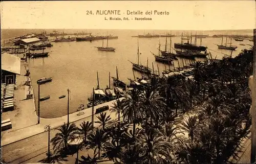 Ak Alicante Valencia Spanien, Detail des Hafens