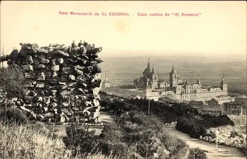 Ak San Lorenzo de El Escorial Madrid, Kloster Escorial, Rustikales Haus von El Romeral