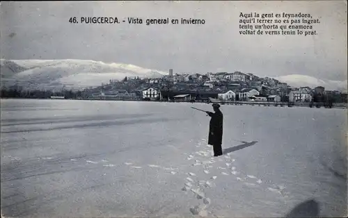 Ak Puigcerdà Katalonien, Gesamtansicht im Winter