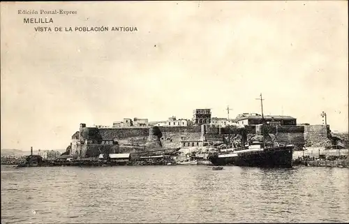 Ak Melilla Spanien, Blick auf die Altstadt
