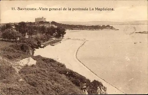 Ak Santander Kantabrien Spanien, Gesamtansicht der Halbinsel La Magdalena