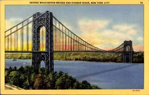 Ak New York City USA, Hudson River, George Washington Bridge