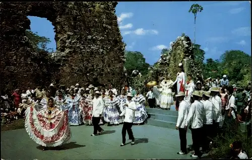 Ak Panama, Volksfest, Tänzer in Tracht