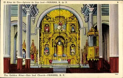 Ak Panama, San José Kirche, goldener Altar