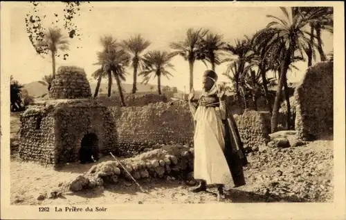 Ak Betender Araber, Maghreb, Palmen, Gebet