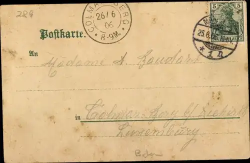 Litho Reichenbach in der Oberlausitz, Kirche, Hauptstraße, Gastwirtschaft