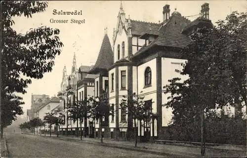 Ak Salzwedel in der Altmark, Großer Stegel, Straßenpartie