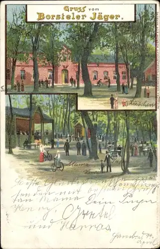 Litho Hamburg Groß Borstel, Borsteler Jäger, Park, Gäste