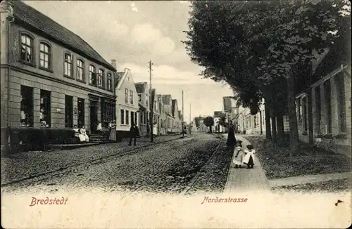 Ak Bredstedt in Nordfriesland, Norderstraße, Passanten