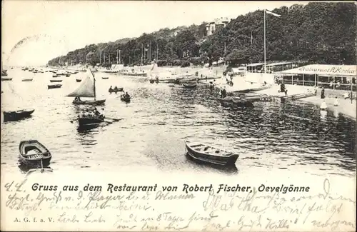 Ak Hamburg Altona Oevelgönne, Strand, Restaurant von Robert Fischer
