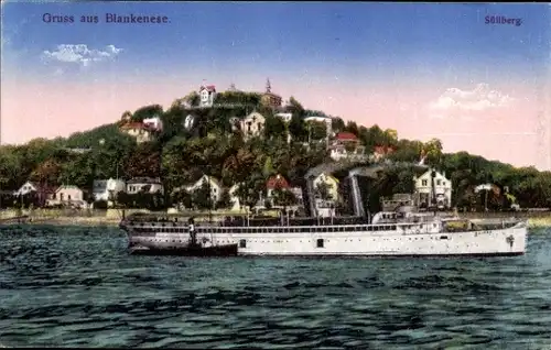 Ak Hamburg Altona Blankenese, Süllberg, Salondampfer