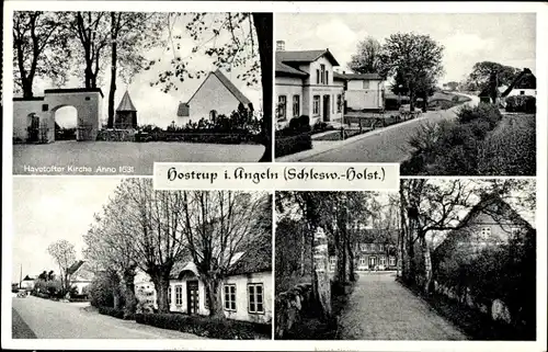 Ak Hostrup Südangeln Schleswig Holstein, Straßepartie, Haveofter Kirche Anno 1631