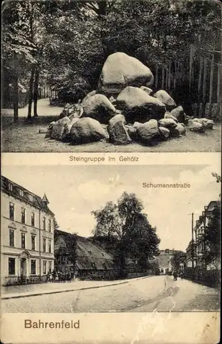 Ak Hamburg Altona Bahrenfeld, Steingruppe im Gehölz, Schumannstraße