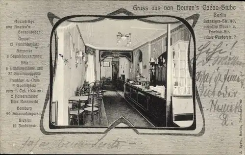 Passepartout Ak Berlin Mitte, Blick in Van Houten's Cacao Stube