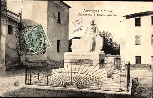 Ak Peveragno Cuneo Piemonte, Vittorio Bersezia Denkmal