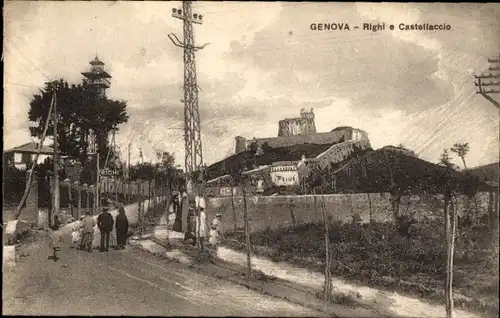 Ak Genova Genua Liguria, Righi e Castellaccio