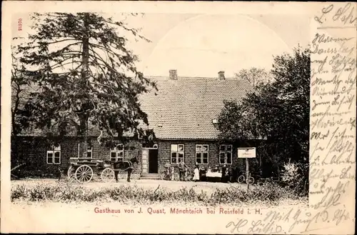 Ak Reinfeld in Holstein, Gasthaus von J. Quast, Mönchteich