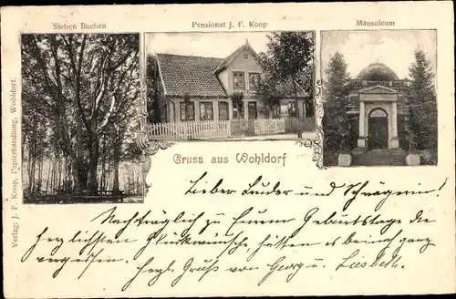 Ak Hamburg Wandsbek Wohldorf, Sieben Buchen, Pensionat J. F. Koop, Mausoleum