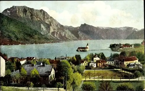 Ak Ort Orth Gmunden am Traunsee Oberösterreich, Schloss Ort, Traunstein, Reklame