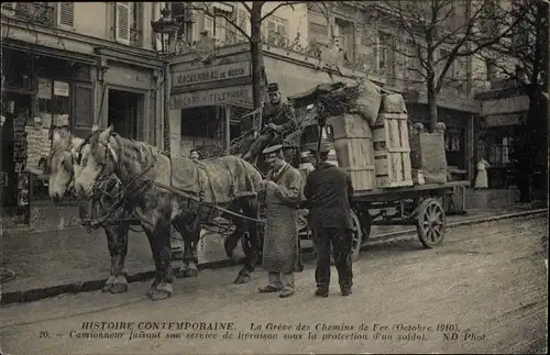 Ak Paris, Zeitgeschichte Der Eisenbahnstreik 1910