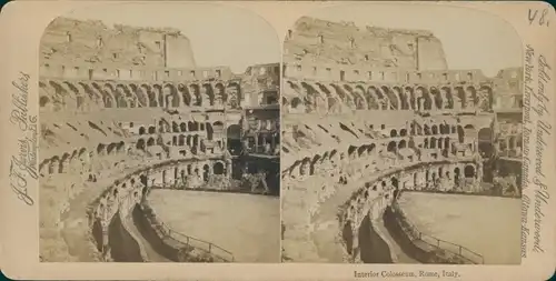 Stereo Foto Roma Rom Lazio, Kolosseum, Innenansicht