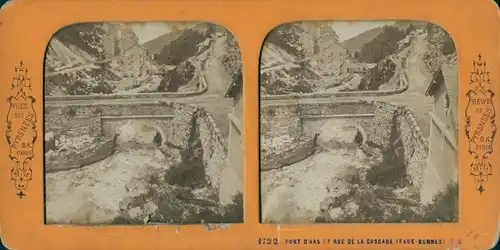 Stereo Foto Eaux Bonnes Pyrénées Atlantiques, Pont d'Aas, Rue de la Cascade