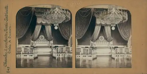 Halt gegen das Licht Stereo Foto Versailles, Chambre a coucher de Marie Antoinette,Palais du Trianon