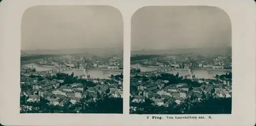 Stereo Foto Praha Prag Tschechien, Gesamtansicht, vom Laurenzlberg aus