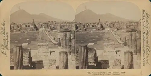 Stereo Foto Pompei Campania, Forum, Vesuv