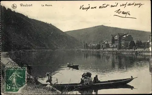 Ak Waulsort Hastière Wallonien Namur, la Meuse, Boot