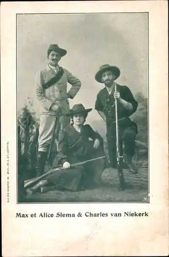 Ak Südafrika, Burenkrieg, Max et Alice Slema, Charles van Niekerk