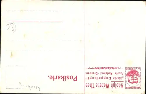 Künstler Ak Gebirgslandschaft mit Wasserfällen, Reklame, Adolph Webers Thee, Marke Doppelkopf