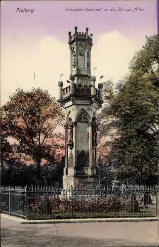 Ak Freiberg in Sachsen, Schweden-Denkmal an der Königs-Allee