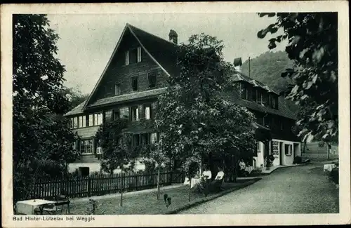 Ak inter Lützelau Weggis Kanton Luzern, Straßenpartie, Hotel