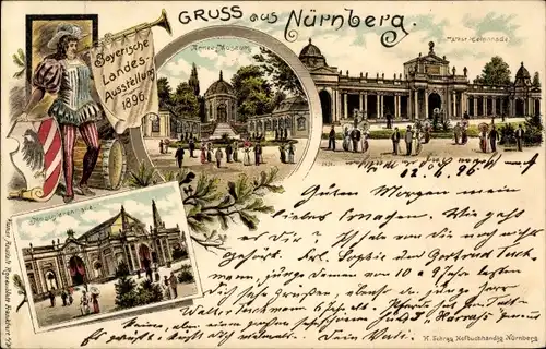 Litho Nürnberg in Mittelfranken Bayern, Landesausstellung 1896, Maschinenhalle