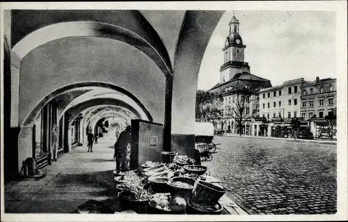 Ak Jelenia Góra Hirschberg Riesengebirge Schlesien, Kornlaube, Rathaus