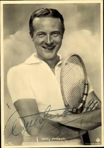 Ak Schauspieler Willy Fritsch, Portrait, Ross 598, Tennisschläger, Autogramm