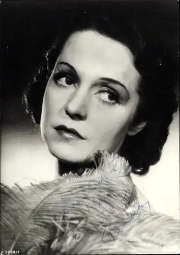 Ak Schauspielerin Maria von Tasnady, Portrait, Autogramm, Feder