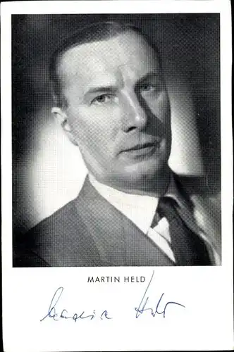 Ak Schauspieler Martin Held, Portrait, Autogramm, Film Canaris