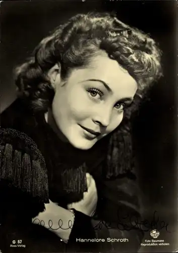 Ak Schauspielerin Hannelore Schroth, Portrait, Autogramm