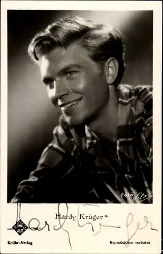 Ak Schauspieler Hardy Krüger, Portrait, Autogramm
