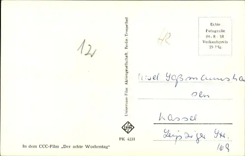 Ak Schauspielerin Sonja Ziemann, Portrait, Autogramm, der achte Wochentag