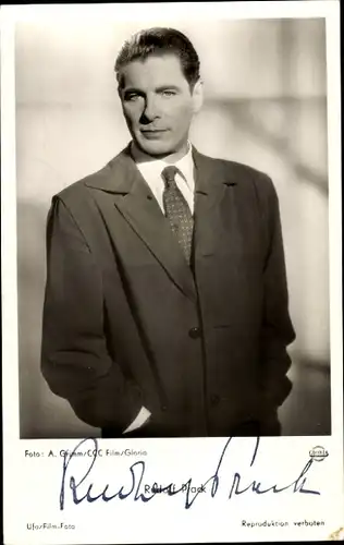 Ak Schauspieler Rudolf Prack, Portrait, Autogramm, Roman eines Frauenarztes