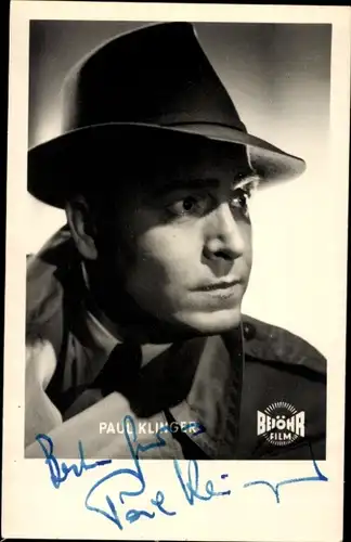 Ak Schauspieler Paul Klinger, Portrait, Autogramm, Hut