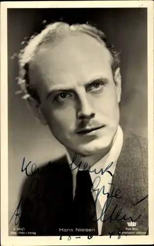 Ak Schauspieler Hans Nielsen, Portrait, Autogramm