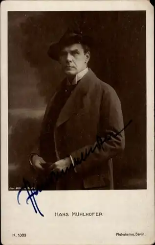 Ak Schauspieler Hans Mühlhofer, Portrait, Autogramm